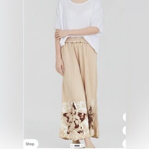 Oli & Hali Star Wide Leg Pants ~ Cream & Brown